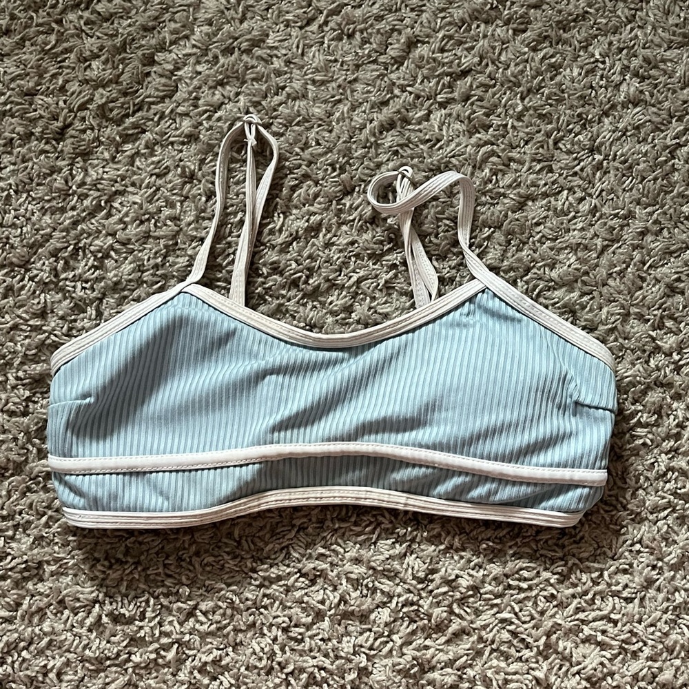 Light Blue Striped Swim bikini top